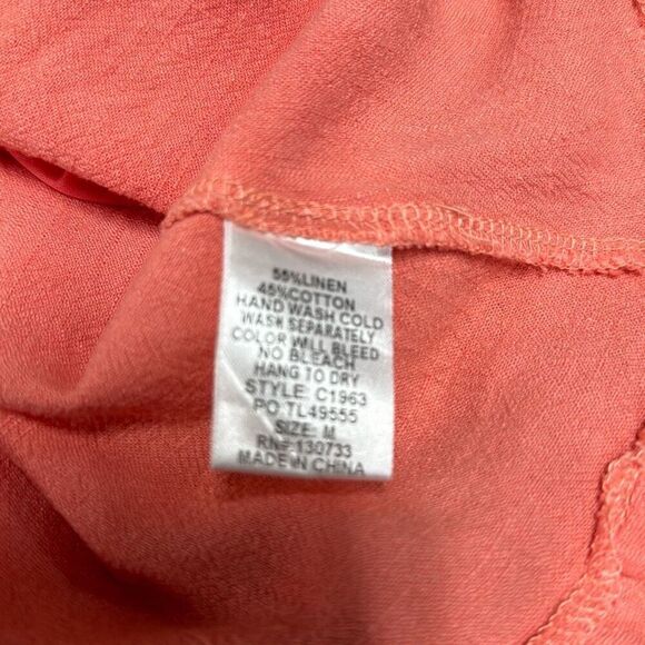 Umgee Coral Short Flutter Sleeve Linen Blend Dress Size Medium NEW - Picture 6 of 6